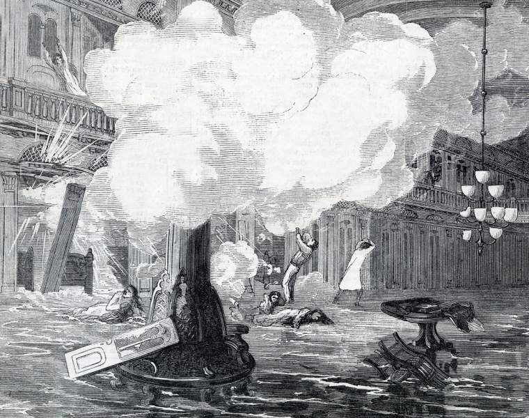 Explosion on the Hudson River Steamer "St. John," October 29, 1865, artist's impression, detail