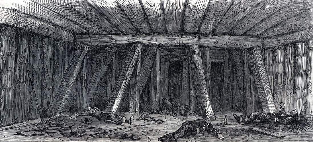 The main bunker inside the newly-captured Fort Wagner, September, 1863, artist's impression
