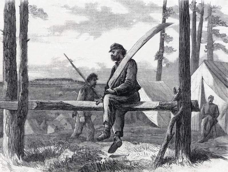 Union Army Field Punishment, Siege of Petersburg, Virginia, November 1864, artist's impression