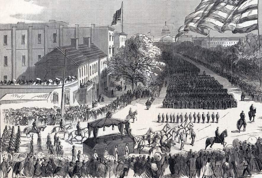 President Lincoln's Funeral Procession, Washington, D.C., April 19, 1865, artist's impression, detail