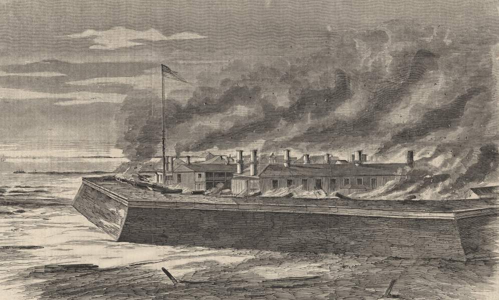 Evacuation of Fort Moultrie, South Carolina, December 1860, artist's impression, zoomable image