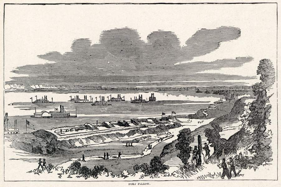 Fort Pillow, Henning, Tennessee, 1862, artist's impression, zoomable image