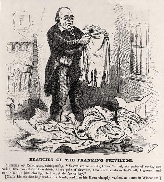 "Beauties of the Franking Privilege," cartoon, March 10, 1860 