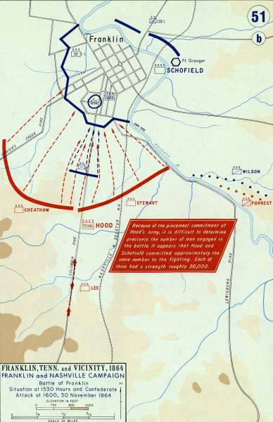 Battle of Franklin, November 30, 1864, campaign map, zoomable image