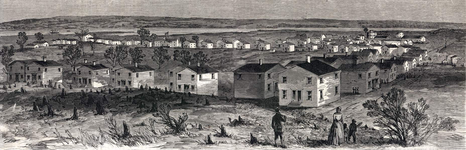 Freedmans' Village, Arlington, Virginia, May 1864, artist's impression, zoomable image