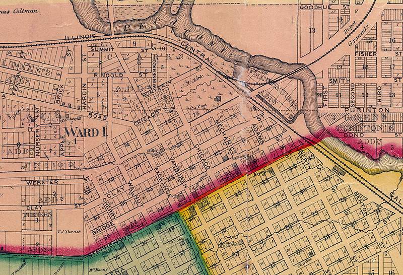 Freeport, Illinois, 1859, central area