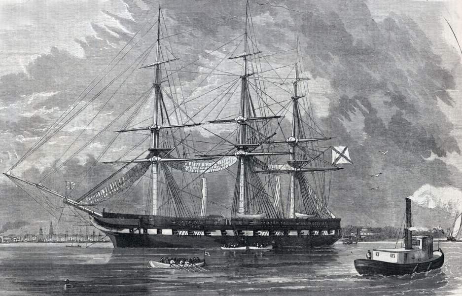 The Russian Imperial Navy frigate "Osliaba," visiting New York City, September, 1863, artist's impression