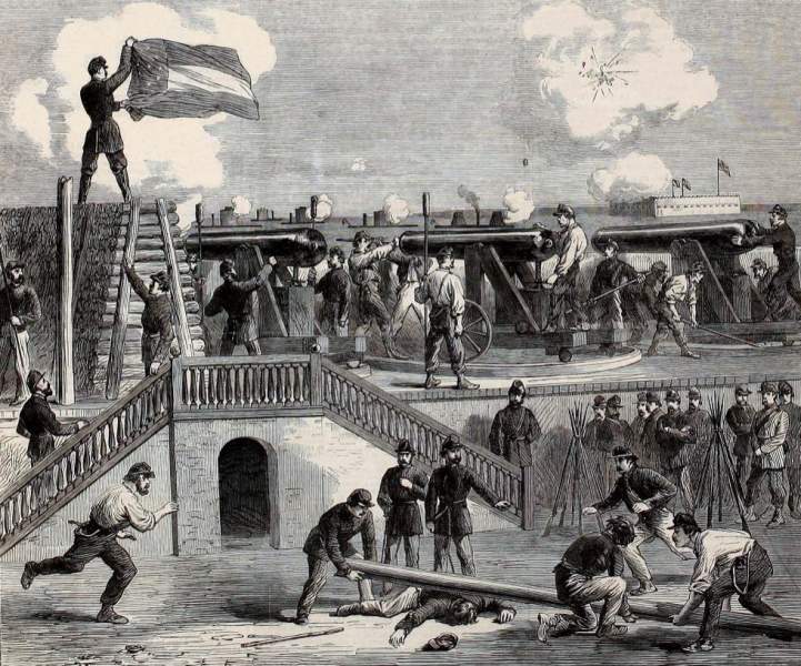 Defense of Fort Moultrie, Charleston Harbor, 1863, British artist's impression