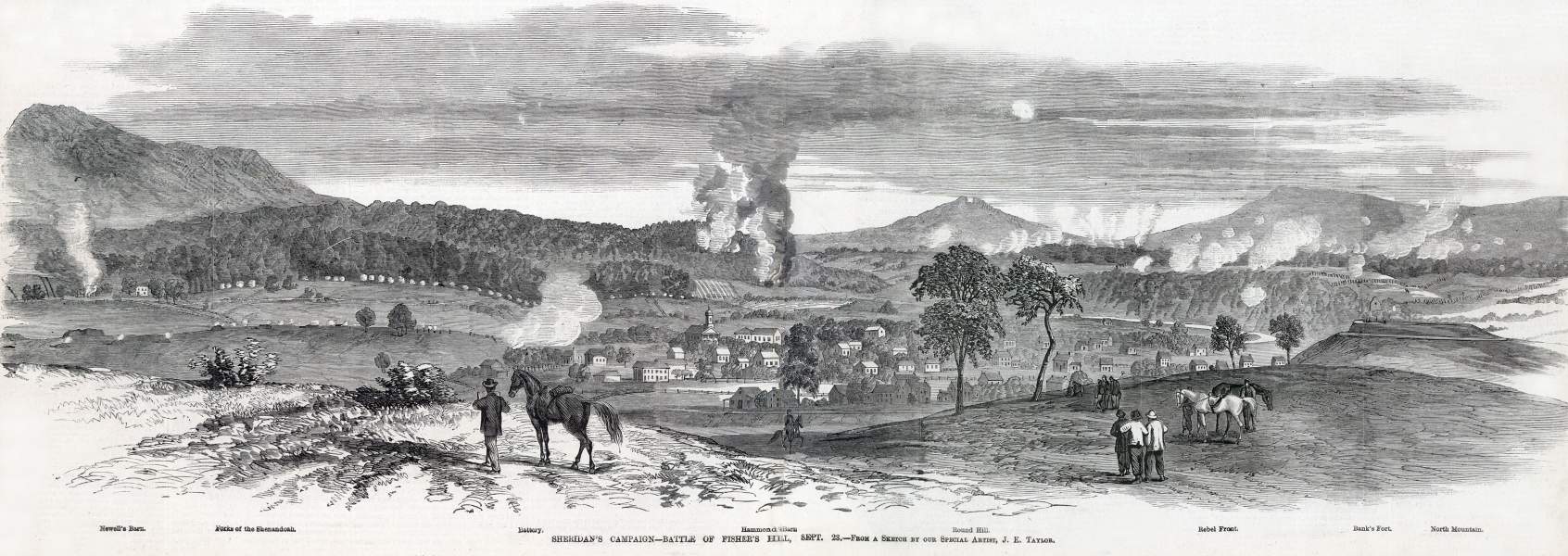 Strasburg, Virginia, during the Battle of Fisher's Hill, September 21-22, 1864, artist's impression, zoomable image