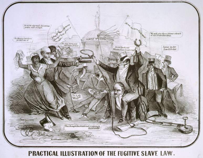 "Practical Illustration of the Fugitive Slave Law," cartoon, 1851