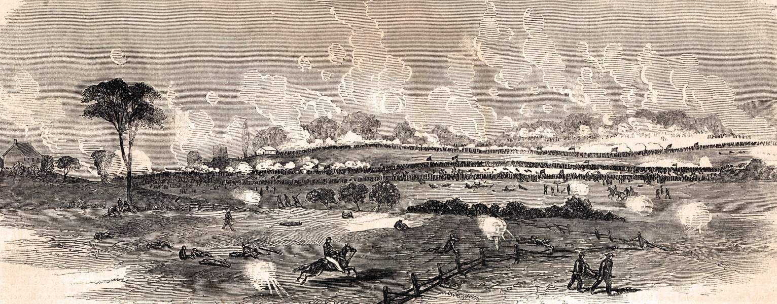 Pickett's Charge, Gettysburg, July 3, 1863, artist's impression, zoomable image