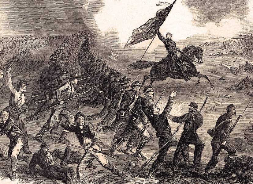 General Samuel Crawford leading Union counter-attack at Gettysburg, July 2, 1863, artist's impression, detail