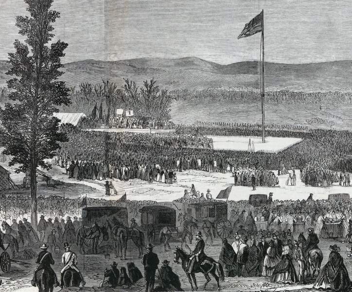 Dedication of the Soldiers' National Cemetery, Gettysburg, Pennsylvania, November 19, 1863, artist's impression, detail