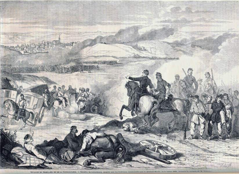 Battle of Gettysburg, July 3, 1863, artist's impression for French magazine, zoomable image