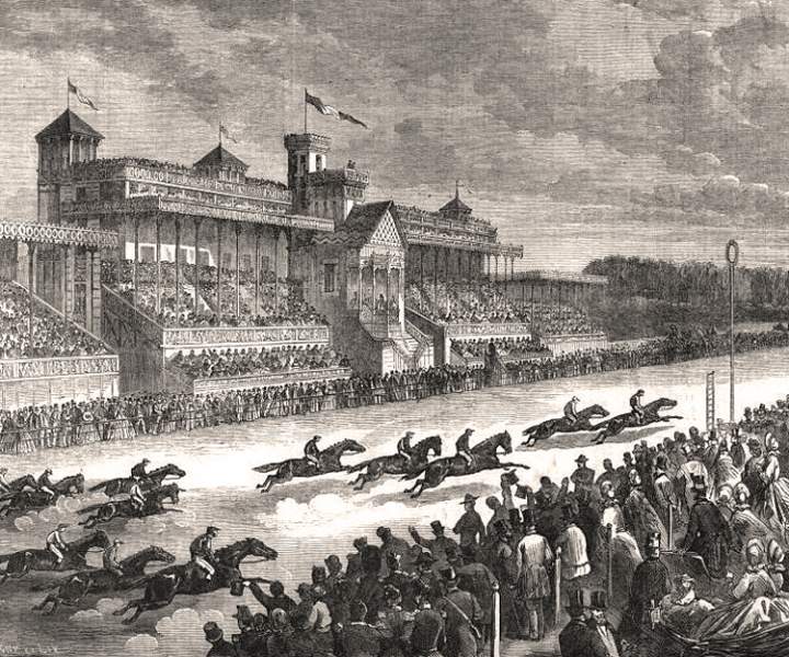 First running of the Grand Prix de Paris at Longchamps, France, May 31, 1863, artist's impression