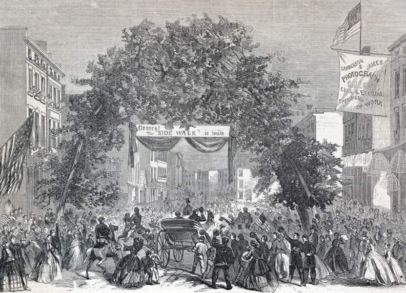 General U.S. Grant arriving at his hometown of Galena, Illinois, August 18, 1865, artist's impression