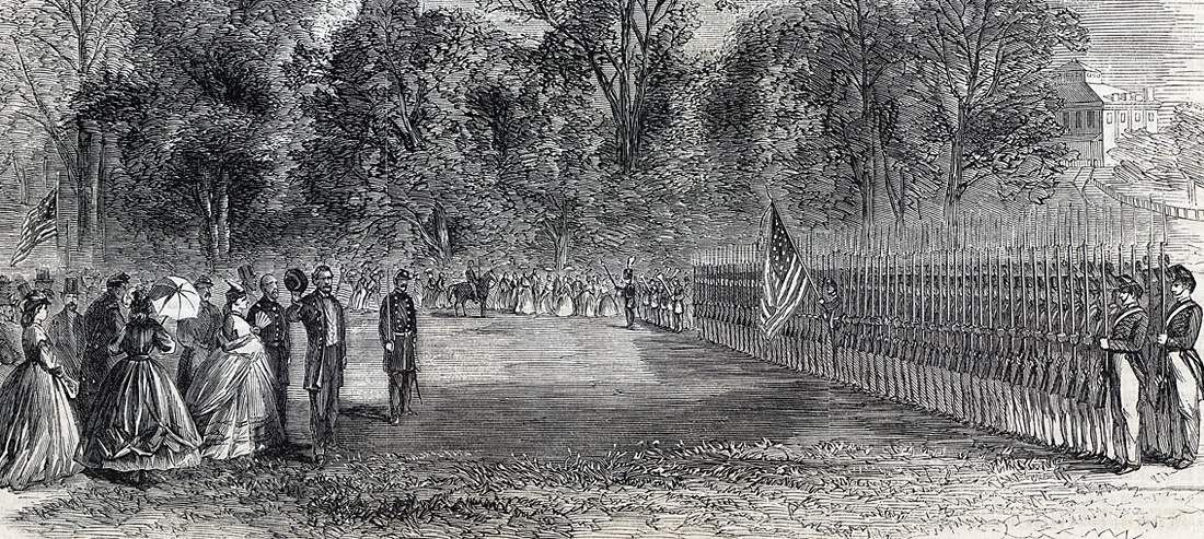 General U.S. Grant reviewing the cadets at West Point, New York, June 8, 1865, artist's impression, detail