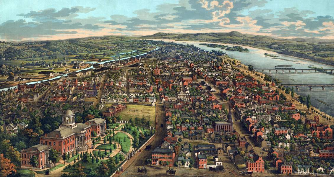 Harrisburg, Pennsylvania, 1855, zoomable cityscape map