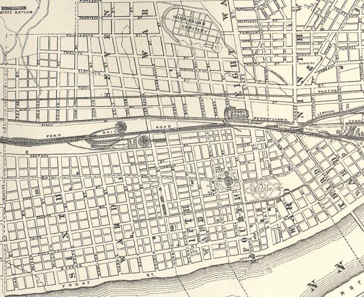 Harrisburg, Pennsylvania, 1876, central district