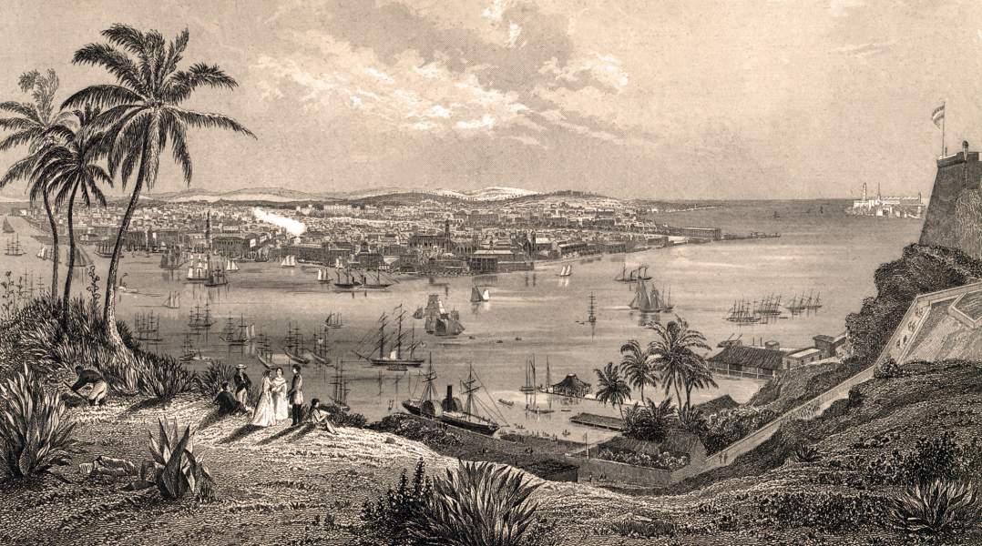 Havana, Cuba, 1853, artist's impression, zoomable image