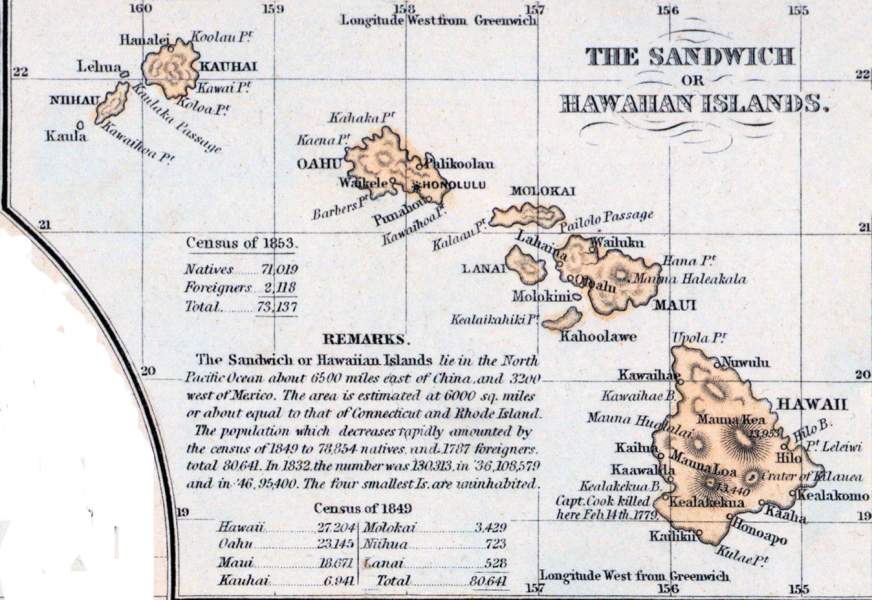 Hawaiian or Sandwich Islands, 1857, zoomable map