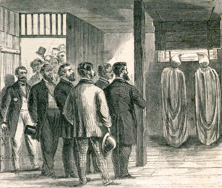 Execution of two murderers, Chicago, Illinois, December 15, 1865, artist's impression
