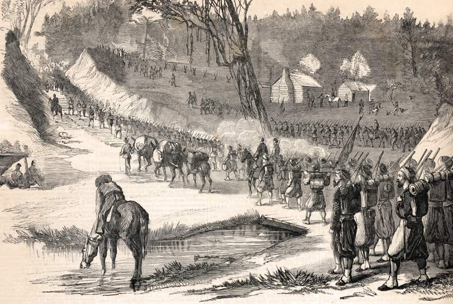 The Army of the Potomac on the march to Chancellorsville, April 30, 1863, artist's impression, detail