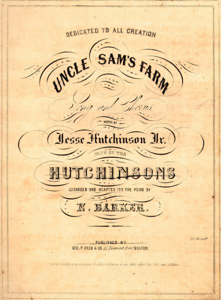 “Uncle Sam's Farm,” sheet music cover, 1850