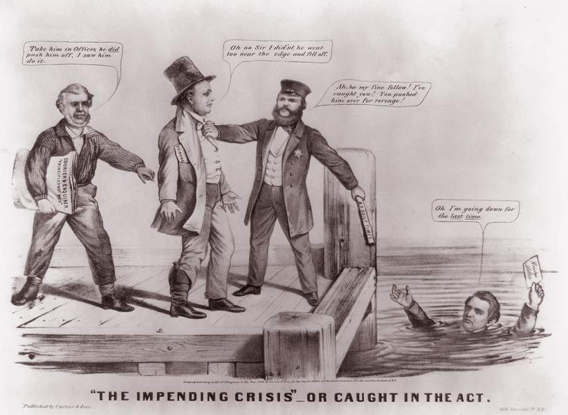 "The Impending Crisis," cartoon, 1860, zoomable image
