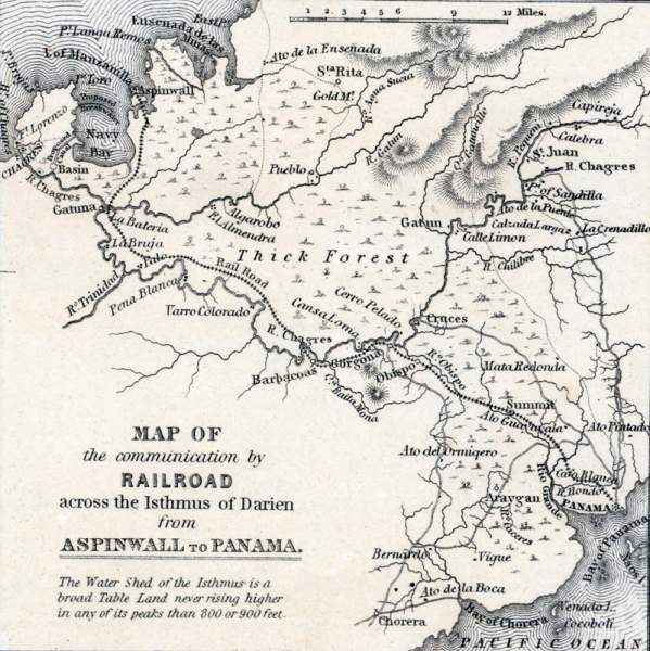 Isthmus of Panama railroad route Aspinwall to Panama City, 1857