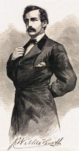 John Wilkes Booth, April 1865, artist's impression.