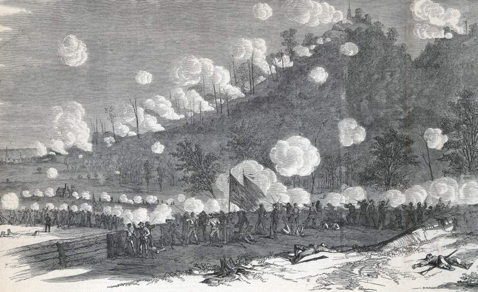 Two Union corps assault Kennesaw Mountain, June 27,1864, artist's impression, detail, zoomable image