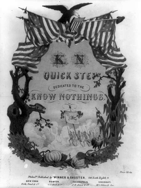 “Know Nothing Quick Step,” sheet music cover, 1854