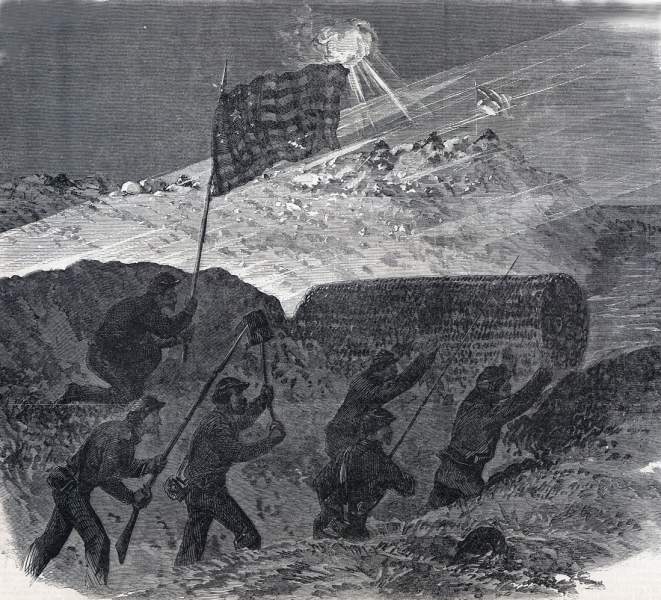 Last night in the Union trenches before Fort Wagner's capture, September 6, 1863, artist's impression