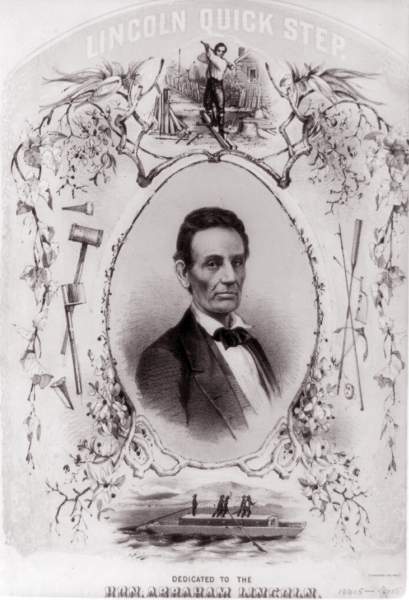 "The Lincoln Quickstep," campaign sheet music cover, 1860