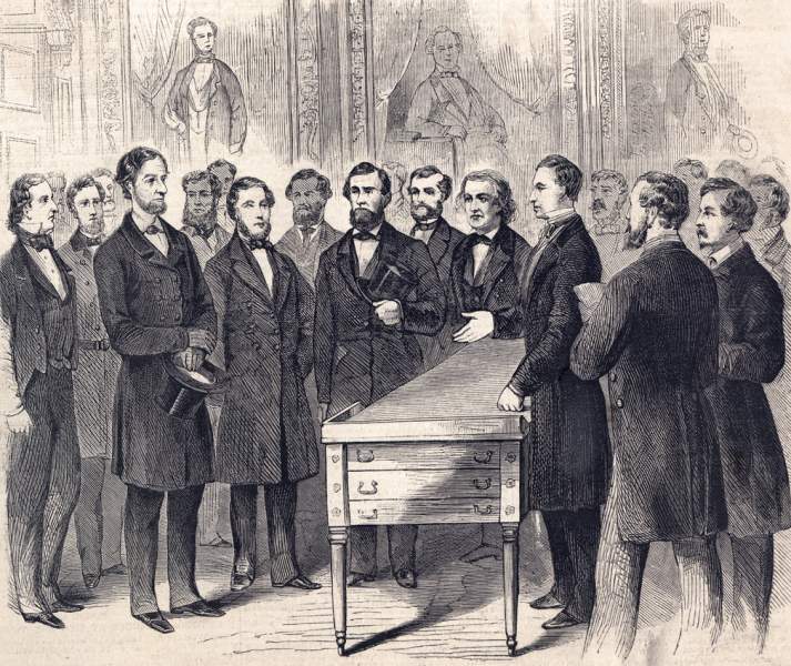 Abraham Lincoln meets Fernando Wood in New York City, February 20, 1861, artist's impression