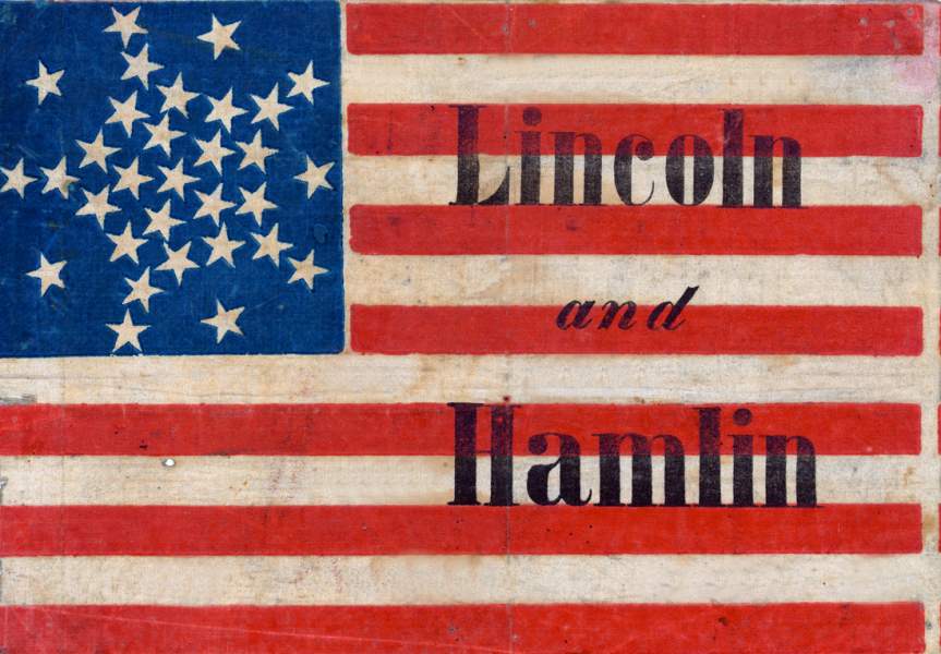 "Lincoln and Hamlin," campaign banner, 1860