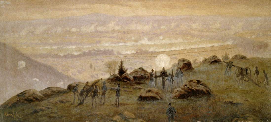 Edwin Forbes, "View From the Summit of Little Round Top," evening of July 2, 1863