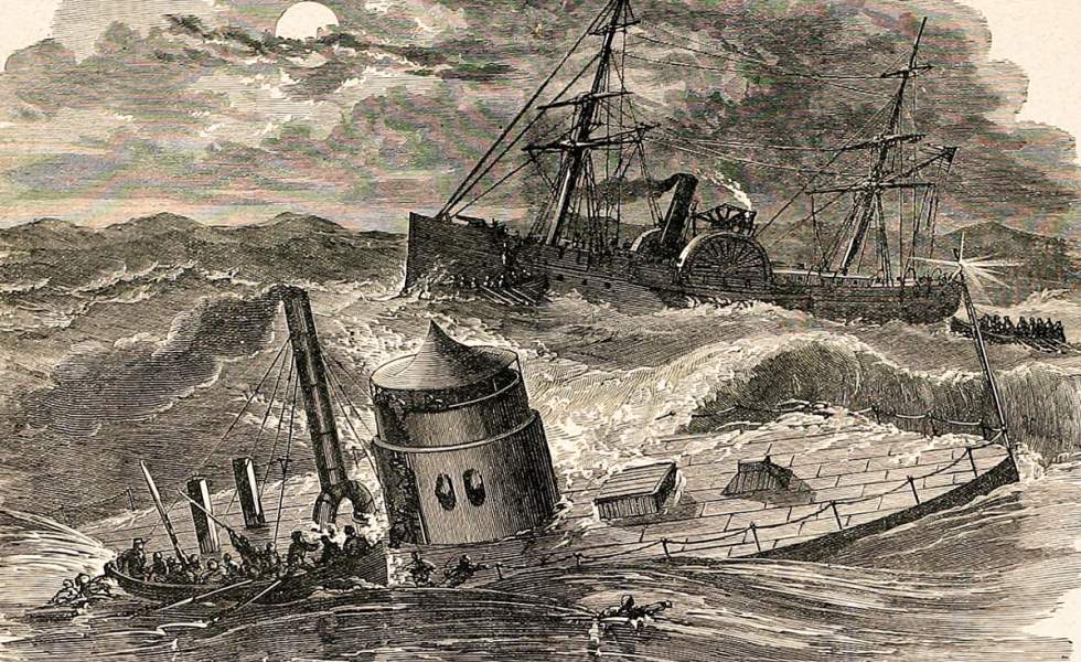 Loss of the U.S.S. Monitor, off Cape Hatteras, North Carolina, December 30-31, 1862, artist's impression