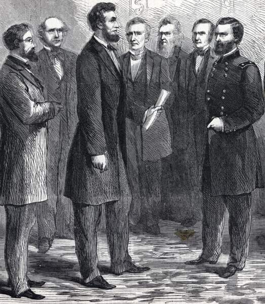 Ulysses Simpson Grant receives his commission as Lieutenant-General from President Lincoln, March 9, 1864, artist's impression
