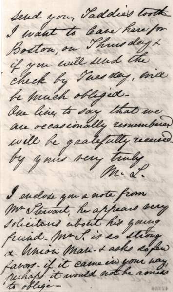 Mary Todd Lincoln to Abraham Lincoln, November 2, 1862 (page 4)