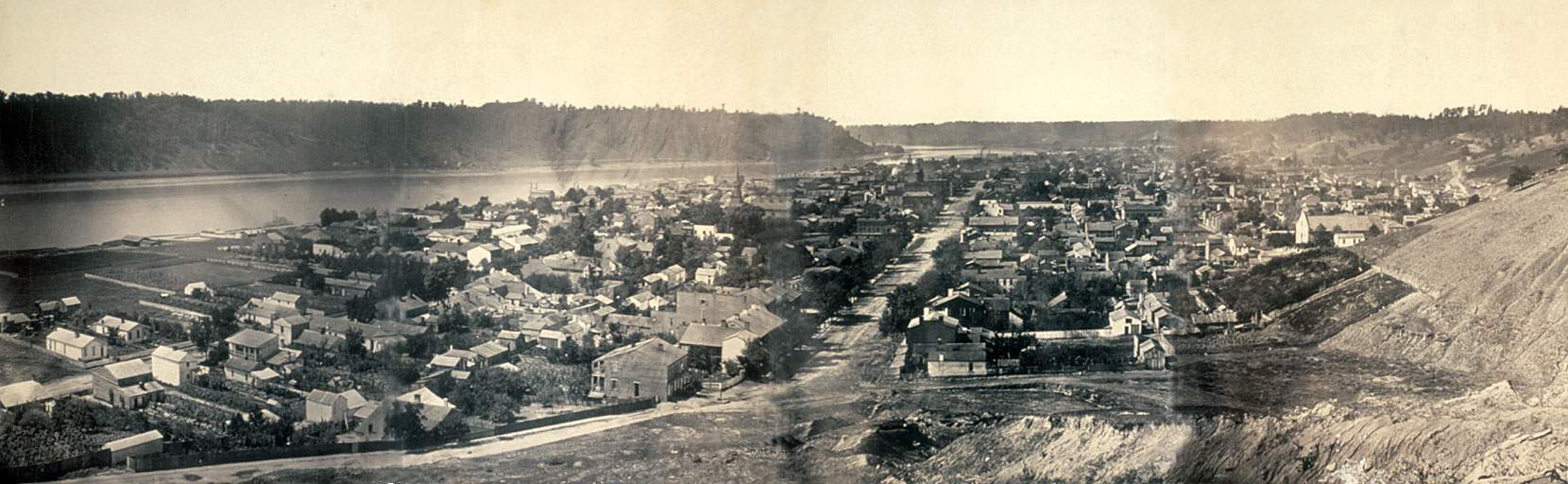 Madison, Indiana, circa 1866, panoramic photograph, zoomable image