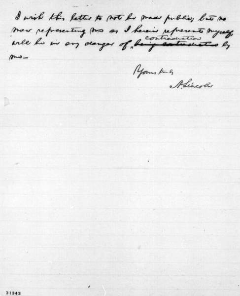 Abraham Lincoln to John A.J. Creswell, March 7, 1865, page 2.