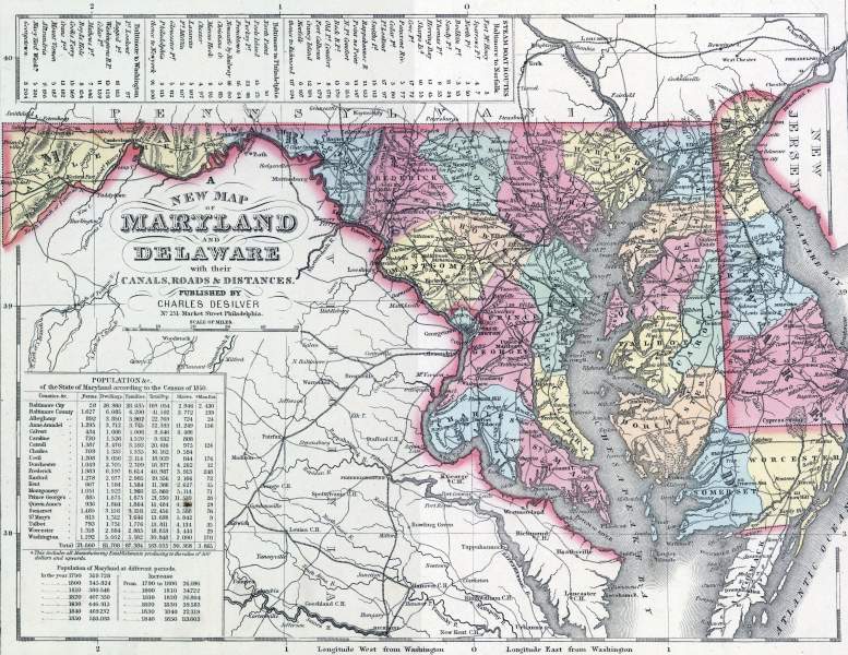 Maryland and Delaware, 1857, zoomable map