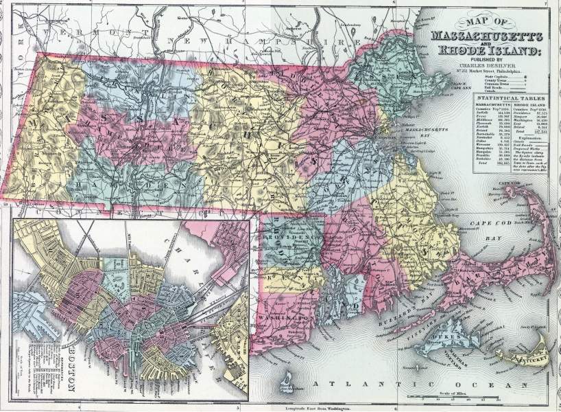 Massachusetts and Rhode Island, 1857, zoomable map