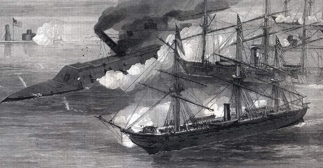 Capture of C.S.S. Tennessee, Battle of Mobile Bay, August 5, 1864, artist's impression, detail