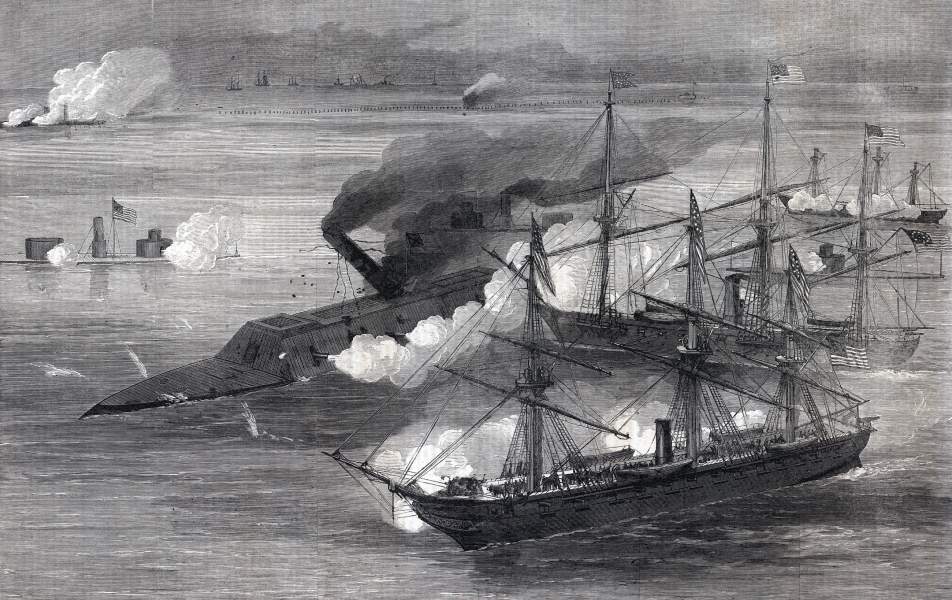 Capture of C.S.S. Tennessee, Battle of Mobile Bay, August 5, 1864, artist's impression, zoomable image