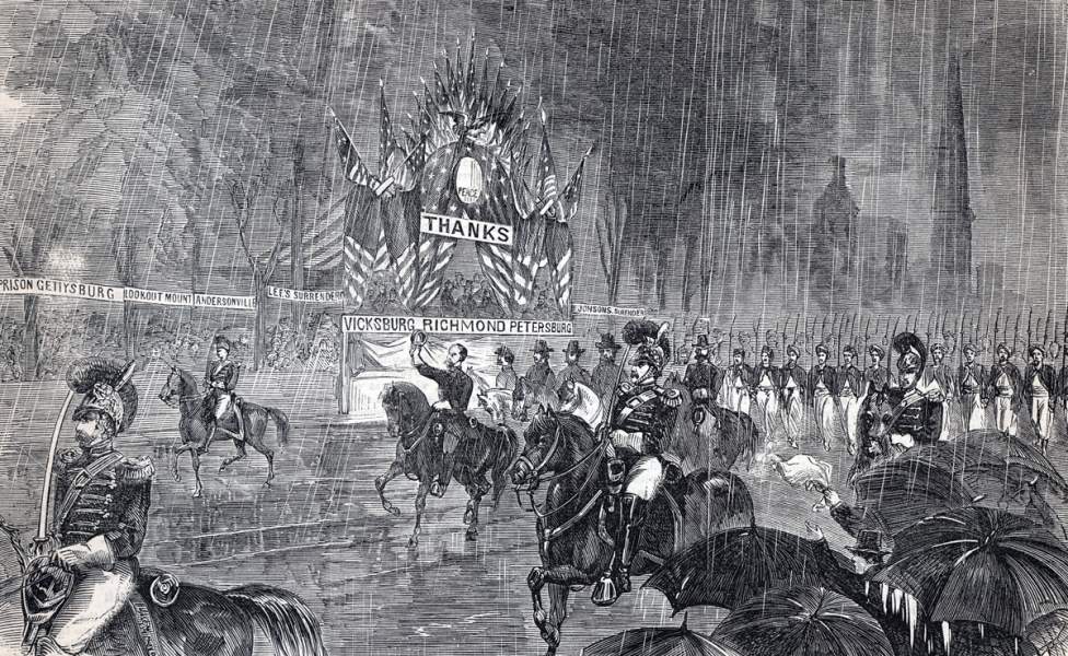 Parade of Veterans, Philadelphia, Pennsylvania, June 1865, artist's impression.