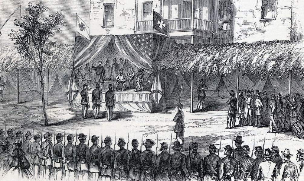 Award of Medals, Fifth Corps Headquarters, Six-Mile House, Virginia, September 13, 1864, artist's impression