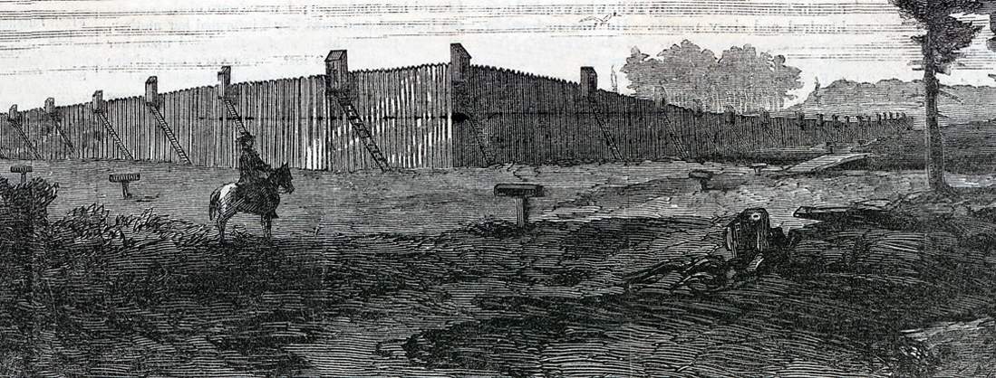 Confederate Prisoner of War Camp, Millen, Georgia, December 4, 1864, artist's impression, detail